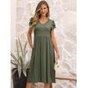 image:imageANRABESS Womens Summer Patel Short Sleeve Midi Dress with PocketsOlive
