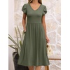 image:imageANRABESS Womens Summer Patel Short Sleeve Midi Dress with PocketsOlive