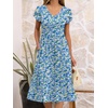 image:imageANRABESS Womens Summer Patel Short Sleeve Midi Dress with PocketsPrint Blue Yellow Floral