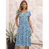 image:imageANRABESS Womens Summer Patel Short Sleeve Midi Dress with PocketsPrint Blue Yellow Floral