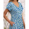 image:imageANRABESS Womens Summer Patel Short Sleeve Midi Dress with PocketsPrint Blue Yellow Floral