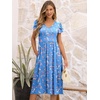 image:imageANRABESS Womens Summer Patel Short Sleeve Midi Dress with PocketsPrint White Pink Floral