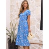 image:imageANRABESS Womens Summer Patel Short Sleeve Midi Dress with PocketsPrint White Pink Floral