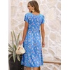 image:imageANRABESS Womens Summer Patel Short Sleeve Midi Dress with PocketsPrint White Pink Floral