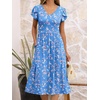 image:imageANRABESS Womens Summer Patel Short Sleeve Midi Dress with PocketsPrint White Pink Floral