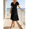 image:imageANRABESS Womens Summer Petal Short Sleeve Midi Dress with PocketsBlack