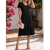 image:imageANRABESS Womens Summer Petal Short Sleeve Midi Dress with PocketsBlack