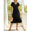 image:imageANRABESS Womens Summer Petal Short Sleeve Midi Dress with PocketsBlack