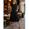 image:imageANRABESS Womens Summer Petal Short Sleeve Midi Dress with PocketsBlack