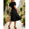 image:imageANRABESS Womens Summer Petal Short Sleeve Midi Dress with PocketsBlack