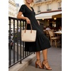 image:imageANRABESS Womens Summer Petal Short Sleeve Midi Dress with PocketsBlack