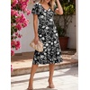 image:imageANRABESS Womens Summer Petal Short Sleeve Midi Dress with PocketsBlack Floral