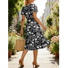 image:imageANRABESS Womens Summer Petal Short Sleeve Midi Dress with PocketsBlack Floral