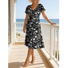 image:imageANRABESS Womens Summer Petal Short Sleeve Midi Dress with PocketsBlack Floral