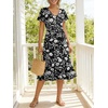 image:imageANRABESS Womens Summer Petal Short Sleeve Midi Dress with PocketsBlack Floral