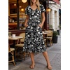 image:imageANRABESS Womens Summer Petal Short Sleeve Midi Dress with PocketsBlack Floral