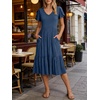 image:imageANRABESS Womens Summer Petal Short Sleeve Midi Dress with PocketsBlue