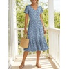 image:imageANRABESS Womens Summer Petal Short Sleeve Midi Dress with PocketsBlue White Floral
