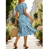 image:imageANRABESS Womens Summer Petal Short Sleeve Midi Dress with PocketsBlue Yellow Floral