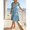 image:imageANRABESS Womens Summer Petal Short Sleeve Midi Dress with PocketsBlue Yellow Floral