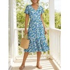 image:imageANRABESS Womens Summer Petal Short Sleeve Midi Dress with PocketsBlue Yellow Floral