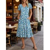 image:imageANRABESS Womens Summer Petal Short Sleeve Midi Dress with PocketsBlue Yellow Floral