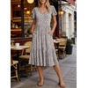 image:imageANRABESS Womens Summer Petal Short Sleeve Midi Dress with PocketsKhaki Polka Dot