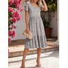 image:imageANRABESS Womens Summer Petal Short Sleeve Midi Dress with PocketsKhaki Polka Dot
