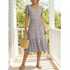 image:imageANRABESS Womens Summer Petal Short Sleeve Midi Dress with PocketsKhaki Polka Dot