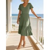 image:imageANRABESS Womens Summer Petal Short Sleeve Midi Dress with PocketsOlive
