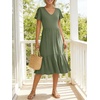 image:imageANRABESS Womens Summer Petal Short Sleeve Midi Dress with PocketsOlive