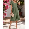 image:imageANRABESS Womens Summer Petal Short Sleeve Midi Dress with PocketsOlive