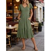 image:imageANRABESS Womens Summer Petal Short Sleeve Midi Dress with PocketsOlive