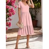 image:imageANRABESS Womens Summer Petal Short Sleeve Midi Dress with PocketsPink White Dot