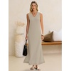 image:imageANRABESS Womens Summer Sundress Wrinkle Free Sleeveless Maxi Dress ampPocketsLight Khaki