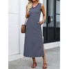 image:imageANRABESS Womens Summer Sundress Wrinkle Free Sleeveless Maxi Dress ampPocketsNavy Blue White Stripe