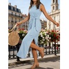 image:imageANRABESS Womens Summer WrinkleFree Tank Maxi DressLight Blue White Striped