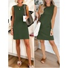 image:imageANRABESS Womens Wrinkle Free Summer Casual Sleeveless Mini DressesArmy Green