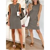 image:imageANRABESS Womens Wrinkle Free Summer Casual Sleeveless Mini DressesCoffee Grey