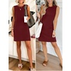 image:imageANRABESS Womens Wrinkle Free Summer Casual Sleeveless Mini DressesWine Red