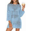 image:imageANRABESS Bathing Suit Cover Up for Women Swimsuit Crochet Knit Mini DressSky Blue