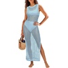 image:imageANRABESS Women Crochet Swimsuit Coverup Bathing Suit Beach Maxi DressSky Blue
