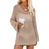 image:imageANRABESS Women Swimsuit Cover Up Crochet Bathing Suit Beach Swim Mini DressKhaki