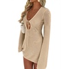 image:imageANRABESS Womens Crochet Swimsuit Cover Ups Summer Beach Vacation DressesBeige