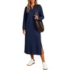 image:imageANRABESS Womens Fall Long Sleeve Polo VNeck Maxi DressesNavy Blue