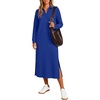 image:imageANRABESS Womens Fall Long Sleeve Polo VNeck Maxi DressesRoyal Blue