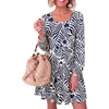 image:imageANRABESS Womens Fall Long Sleeve Square Neck Short DressNavy Blue Print