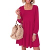image:imageANRABESS Womens Fall Long Sleeve Square Neck Short DressRose