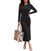 image:imageANRABESS Womens Fall Long Sleeve Tie Waist Casual Maxi DressBlack