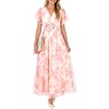 image:imageANRABESS Womens Floral Tulle Wedding Guest Short Sleeve Maxi DressWhite Pink Floral